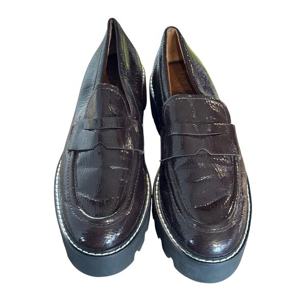 Just in 💫| Franco Sarto Balin Lug Sole Chunky Loafer Burgundy Crinkle 5M 7.5 - Picture 2 of 6